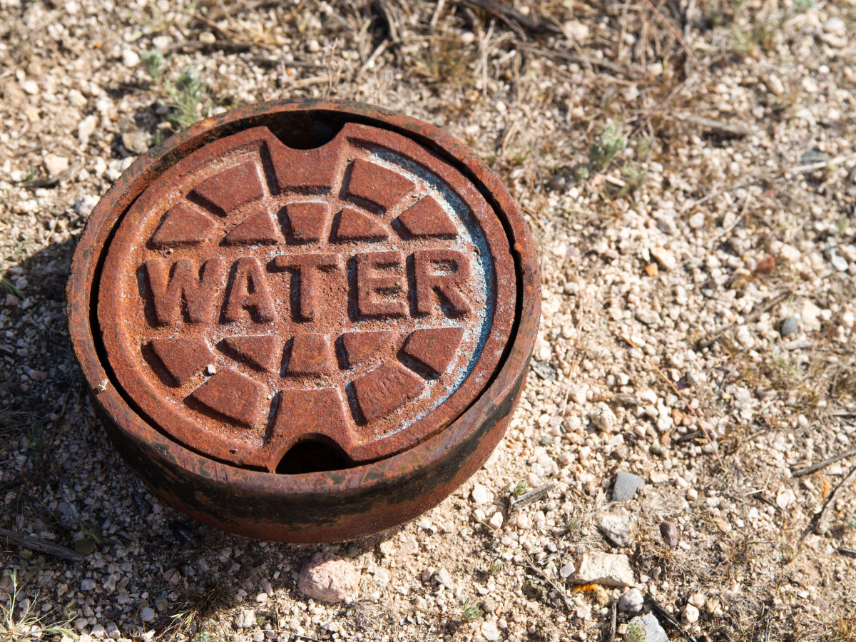 water main lid on top of ground
