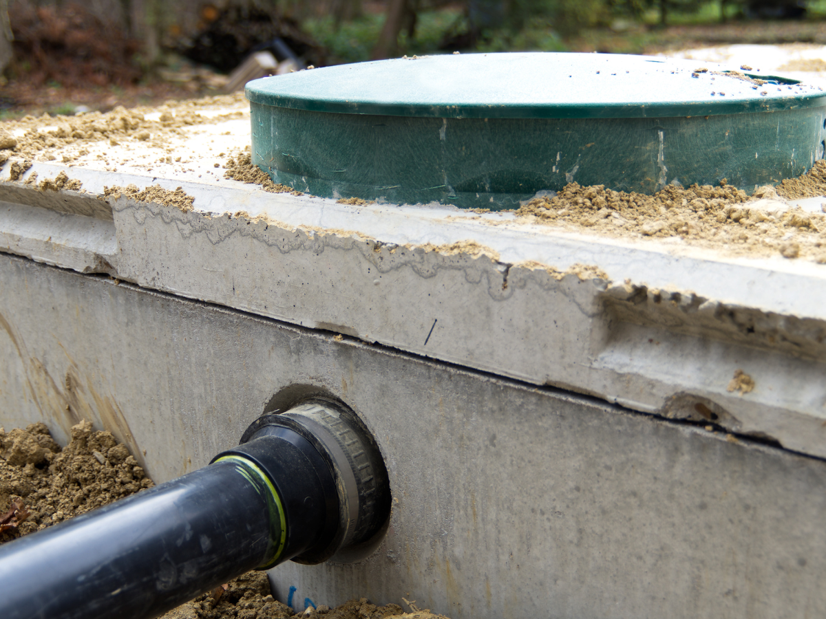 septic tank close-up in ground